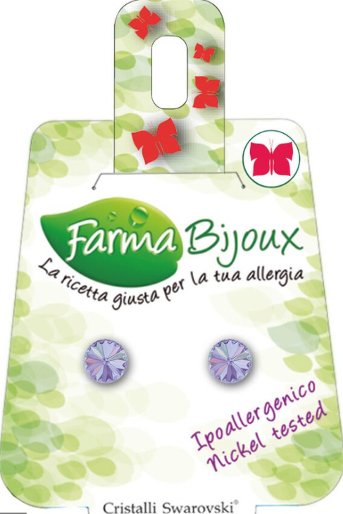 Farma Bijoux Hypoallergenic Nickel Free Earrings Round Swarovski Crystal 6 2mm Iridescent BE18C21 1 pair. Babyboum